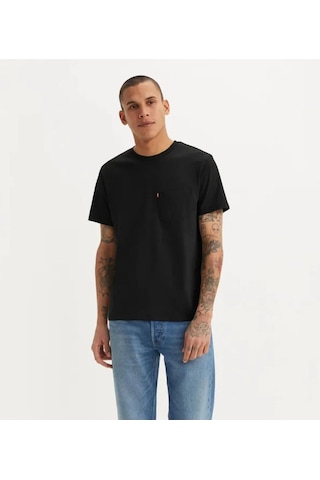 Levi's Erkek Bisiklet Yaka Düz Siyah Cepli Relaxed The Pocket Tişört - 001tt0001 001