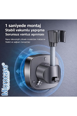 Microcase Vakumla Yapışan Duş Başlığı Tutucu Duş Askısı 2 Adet Al5445 Siyah
