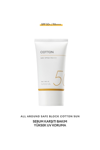Missha Yağlanma Eğilimi Gösteren Ciltler Için Mat Bitişli Güneş Kremi All Around Safe Block Cotton Sun