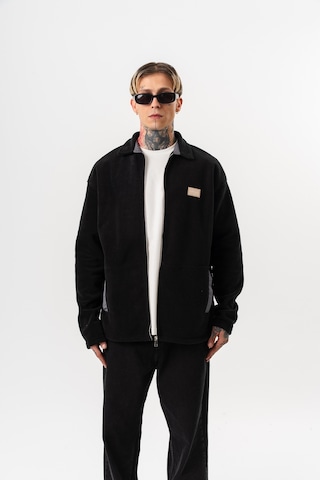 Respire Erkek Zip Oversize Polar Ceket Siyah