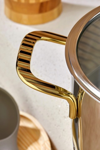 Cooker 22 Cm Bomonti Paslanmaz Çelik Gold Kulplu 4,3 Litre Derin Tencere Altın