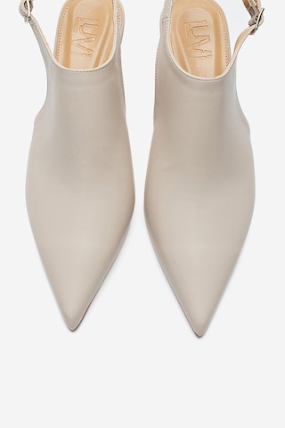 Luvishoes Rosalıe Ekru Cilt Sivri Burunlu Kadın Topuklu Ayakkabı