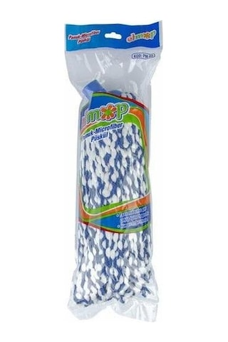 Elmop Pm03 Yedek Pamuklu Mikrofiber Islak Vidalı Mop Takımı Beyaz - Mavi