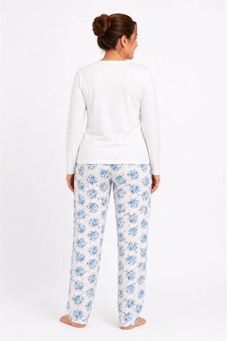 Neco Giyim Kadın Anne Desenli Pijama Altı Beyaz - Mavi