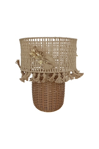 Cerna Kahverengi Rattan Abajur Kahverengi