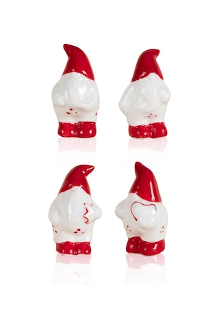 The Mia Yılbaşı Ağacı Süsü Şanş Cücesi 4lü Set 4x4x7 Cm 4 Adet