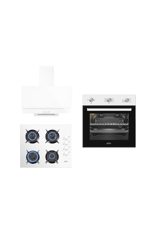 Afm Tech White Zirkon FM7301W-FM2201W-FM3301W  3'lü Cam Ankastre Set
