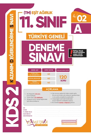 2026 11.Sınıf KDS EŞİT AĞIRLIK TM SARMAL Deneme Paketi 5li Türkiye Geneli D.Çözümlü Asimetrik Yayın