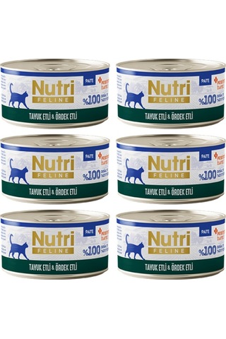 Nutri Feline Adult Pate 70gr Tavuk Etli & Ördekli 6 Adet Yaş Yetişkin Kedi Maması