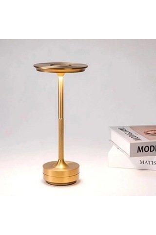 Masa Lambası Eskitme Kasa Dokunmatik Şarj Edilebilir 3 Renk Işık Modlu Led Aydınlatmalı Modern Ve Dekor Amaçlı Abajur Gold .