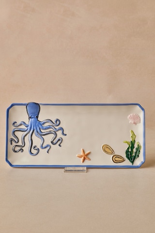 Karaca Atlantis Ahtapot Desenli Kayık Tabak 30 Cm Renkli