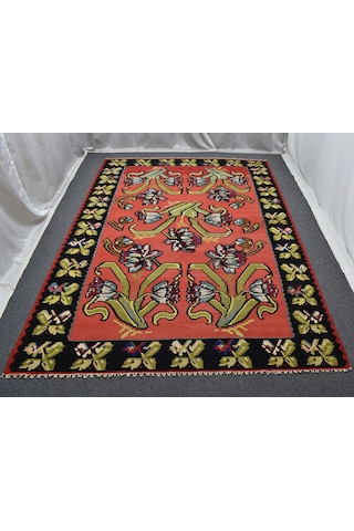 Zehra Abla Halı El Dokuma 6m2 Güllü Çiçekli Kirmen Karabağ Yün Kilim 5621