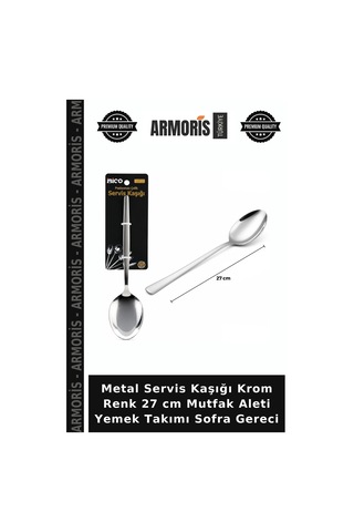 Metal Servis Kaşığı Krom Renk 27 Cm Mutfak Aleti Yemek Takımı Sofra Gereci