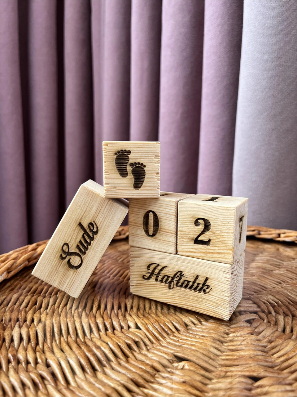 İsimli Bebek Anne Anı Küpü Dekor Türkçe 5 Li Set Isimli Ahşap Bebek Anı Küpleri