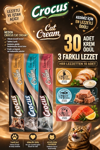 Crocus - 772 - Çoklu Tavuklu & Ton Balıklı & Somonlu Krema Kedi - Smglobal - Ödülü 30x15g