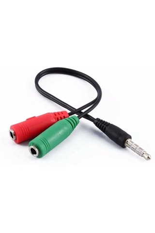 3 Çizgili+2 X Stereo Dişi Mikrofon Hoparlör Çoklayıcı Kablo 20 Cm