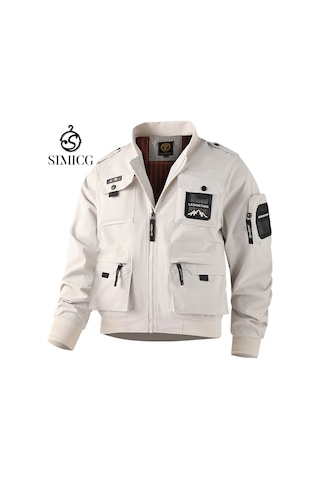 Su Geçirmez Kargo Çok Cepli Askeri Erkek Ceketi Sarı