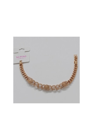 Xuping Vıp Kaliteli Antialerjik Üç Daire Labirent Motifli Zirkon Taşlı Rose Gold Bileklik Rose Gold