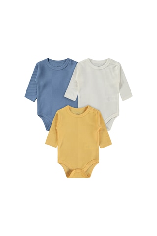 Minidamla Baby Minidamla Uzun Kol Basic 3'lü Set 1-18 Ay Çıtçıtlı Badi - Sarı