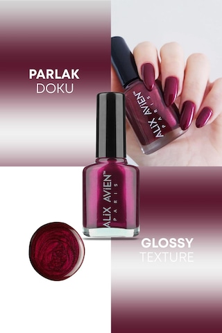 Alix Avien Sedefli Bordo Oje 33 Yüksek Pigmentli Uzun Süreli Kalıcılık Hızlı Kuruma Nail Lacquer 33