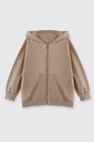 Panço Erkek Çocuk Fermuarlı Sweatshirt Siyah Bej