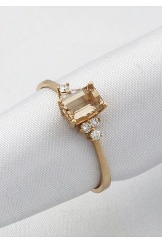 Morganite Taşlı Tasarım Pırlanta Yüzük