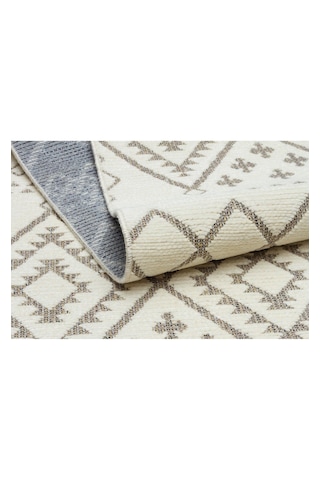 Decoser Halı Garden Serisi 01-beyaz Etnik İskandinav Desenli Koridor Salon Oturma Odası Kilim Halısı Beyaz Krem