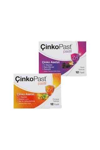 Çinkopast C Vitamini, Zencefil, Karamürver, Nane 12 Pastil + C Vitamin, Ihlamur, Bal 12 Pastil