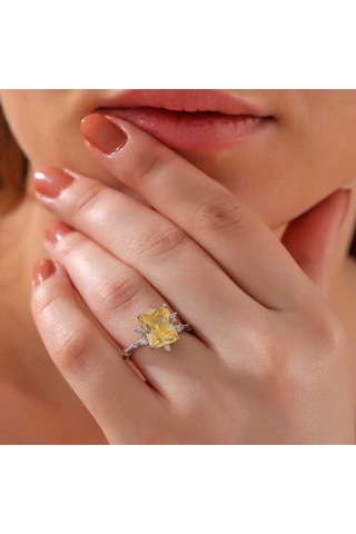 Casera's Gümüş Sarı Zirkon Taşlı Kadın Yüzük Csr2185308 Gümüş