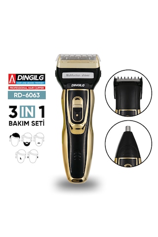Dingilg Rd-6360 Altın Sarısı Şarjlı 3'ü 1 Arada Saç Sakal Burun Tıraş Makinesi
