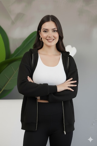 Kadın Genç Unisex Cepli Kapüşonlu Fermuarlı Sweatshirt Hırka Siyah