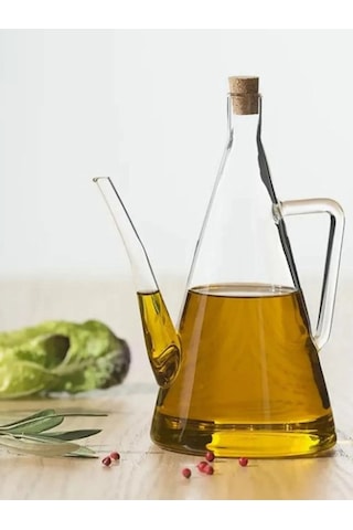 Morponi Borosilikat Cam Yağdanlık Yağlık Glazzy 500 Ml 1 Adet Standsız Şeffaf