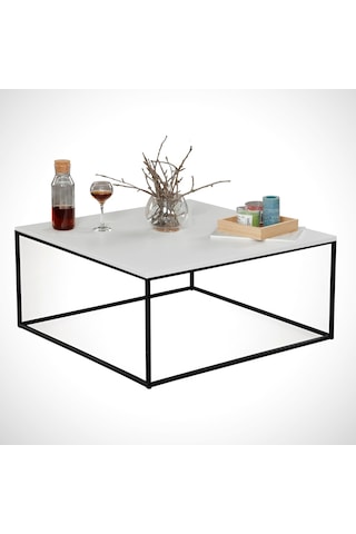 Poly Beyaz Orta Sehpa Metal & Orta Masa / Metal Ayaklı Sehpa