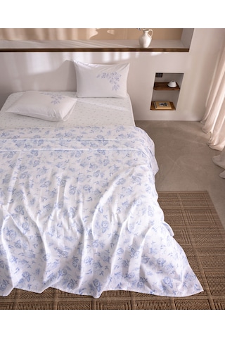 Madame Coco Noelie Çift Kişilik %100 Pamuk Karde Baskılı Pike Takımı - Mavi 8684427344743 Çok Renkli