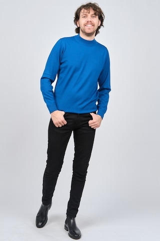 Desen Triko Erkek Yarım Balıkçı Yaka Yün Kazak 0249604 Saks Saks