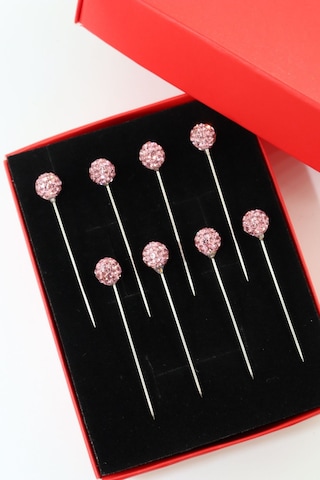 Numetal 8 Li Pembe Taşlı Eşarp İğnesi. Şal İğnesi. Türban İğnesi. Başörtü İğnesi. Eşarp Ve Şal İğnesi. Gümüş