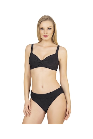Endeep Kadın Toparlayıcı Bağlama Detaylı Siyah Bikini Takımı Siyah