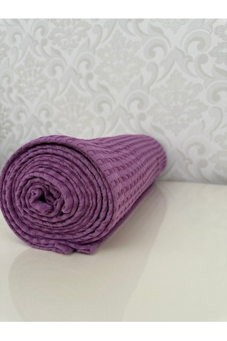 Premium %100 Pamuk Çift Kişilik Yazlık Pike, Yatak Örtüsü,terletmez Kumaş Mor Renk 240x200cm Mor