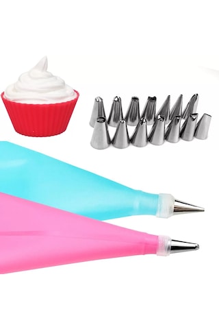 16 Parça Takım Krema Sıkma Torbası Pasta Krema Torbası Kek Süslem