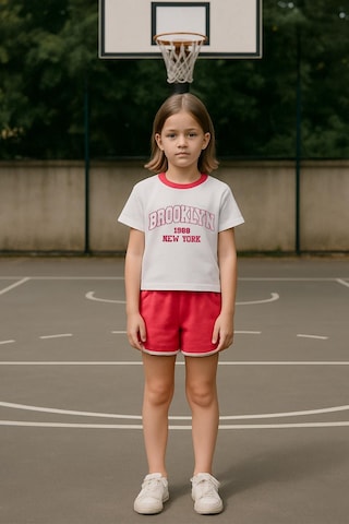 Luess Kız Çocuk %100 Pamuklu Brooklyn Baskılı Şortlu Takım - Pembe 3-4 Yaş 8-9 Yaş Pembe