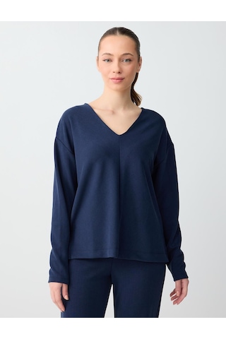 Jimmy Key Jimmy Key Lacivert V Yaka Uzun Kollu Modal Örme Sweatshirt 6sw235555494