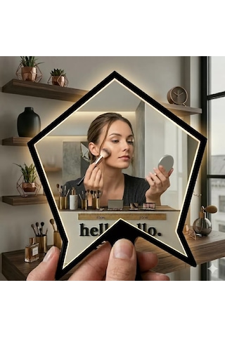 Kırılmaz Pleksi El Aynası 10x10cm - Çanta Boyu Geometrik Tasarım - Kadın & Erkek Bakım Aynası Diğer
