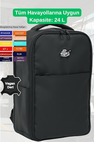 Jet Turtle Seyahat Sırt Çantası 40cm 40x25x15 Cm Pegasus, Wizz Air, Ryanair, El Valizi Koltuk Altı Valizi Vegan Deri