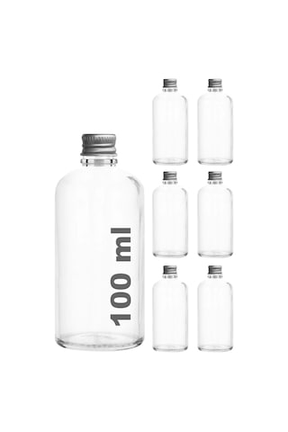12 Adet Şeffaf Cam Shot Şişesi Sızdırmaz Gümüş Metal Kapaklı Kolonya Koku Süs Çok Amaçlı Şişe 100ml Genel