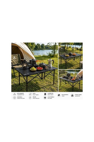 95x55x50 Cm Katlanır Kamp Ve Piknik Masası Hafif, Dayanıklı Ve Taşınabilir Siyah