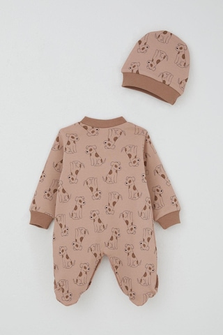 Breeze Erkek Bebek Patikli Tulum Sevimli Köpekçik Desenli 0-6 Ay, Açık Kahverengi Açık Kahverengi