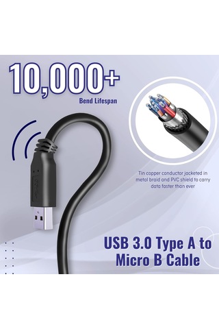 Lexroo Western Digital Wd/seagate/elements/toshiba/my Passport/samsung Galaxy Uyumlu S5 M3 - Siyah 50cm