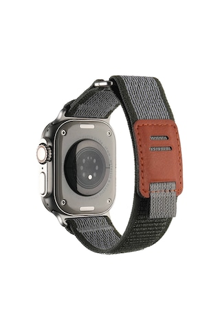 Tuva Teknoloji iOs Watch Uyumlu Ultra 49mm Hasır Kordon Krd-106 Strap Kayış-yeşil