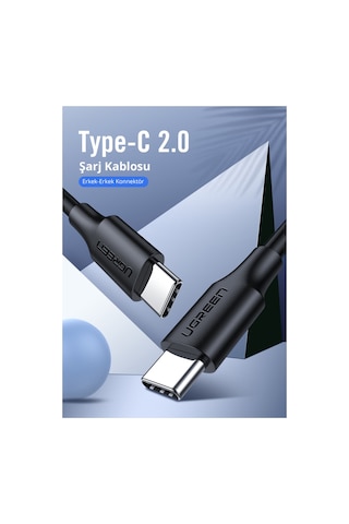 4 Adet Ugreen Usb-c 60w 3a Qc Pd Hızlı Şarj Kablosu 1 Metre Siyah 50997