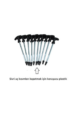 Kudos Kaliteli Demir Çadır Kazığı Seti Çantalı 20.5cm 10 Adet Gri